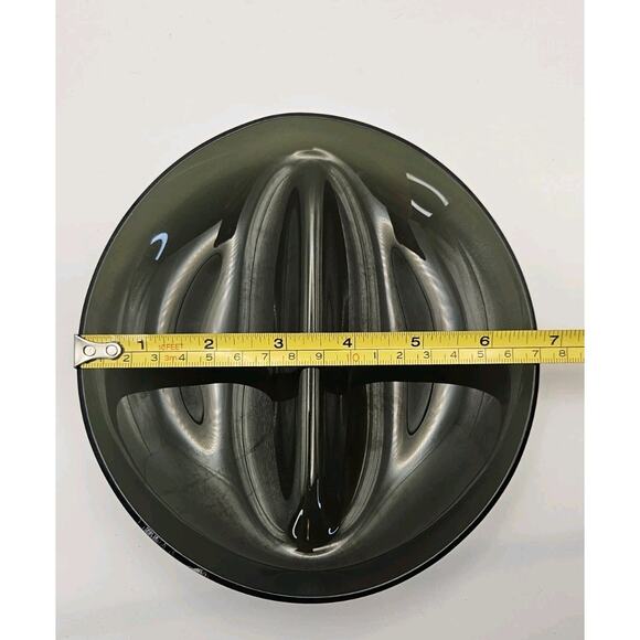 Vintage Smoke Glass Divided Candy Bowl Ellipitical Mid Century Modern Dish VGC - Picture 6 of 8